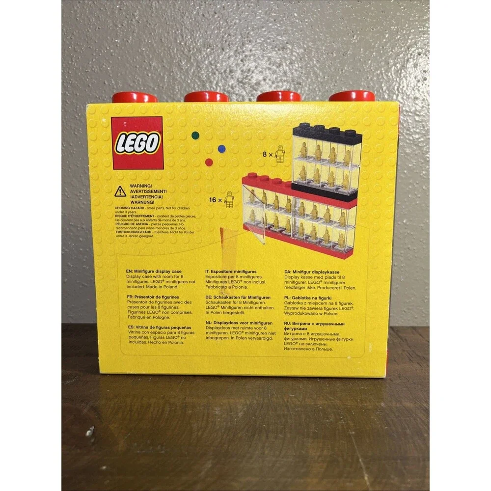 LEGO 4065 8 MINIFIGURE DISPLAY CASE RED 4 KNOBS STACKABLE 5006152 - Picture 3 of 6